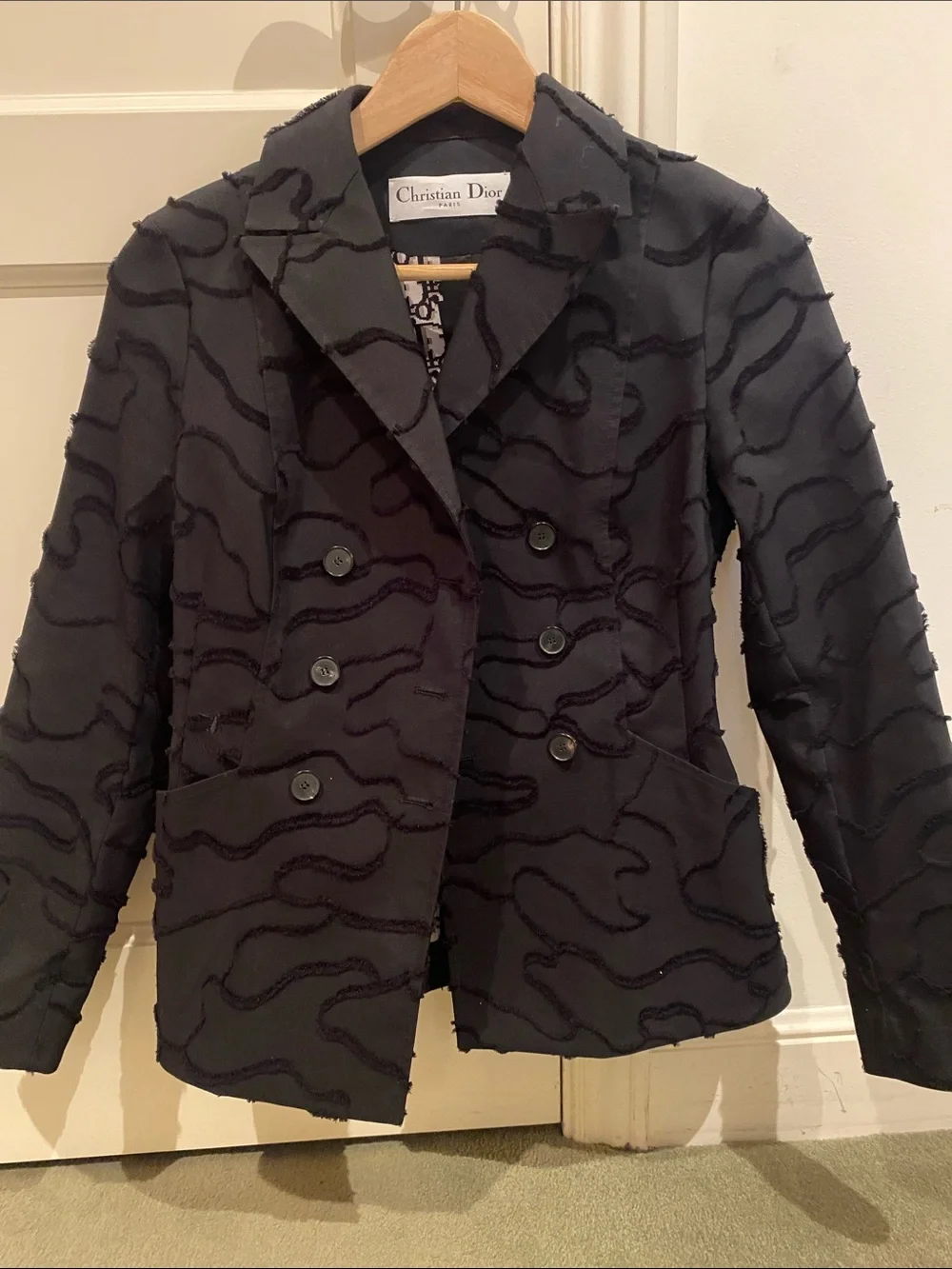 Dior Black Textured Wave Double-Breasted Jacket